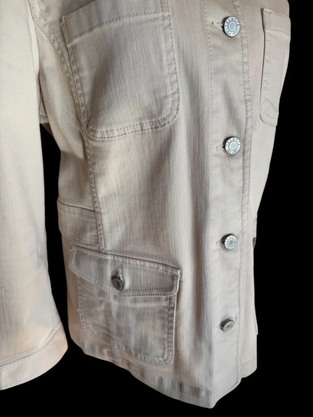 Talbots Petite Light Beige Jean Jacket with Front Buttons - Picture 4 of 14